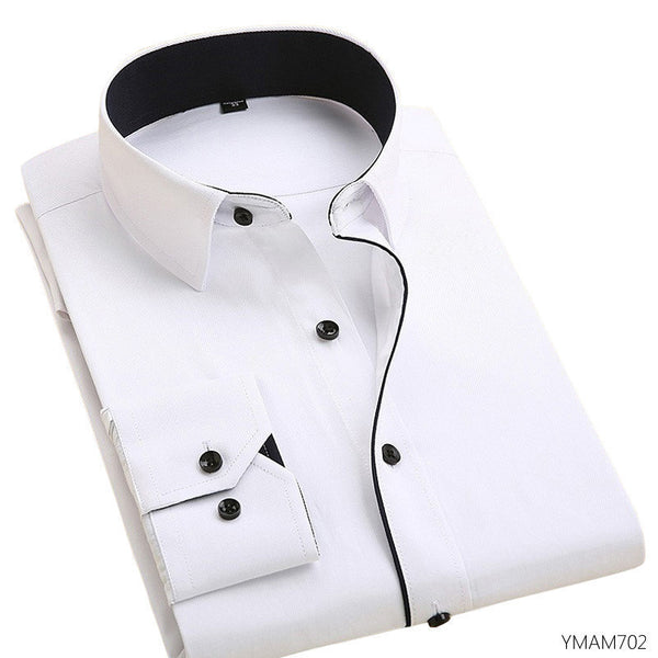 dress shirts with designs Design Fashion Collar Business Mens Dress Shirts Long Sleeve – bipolarlife