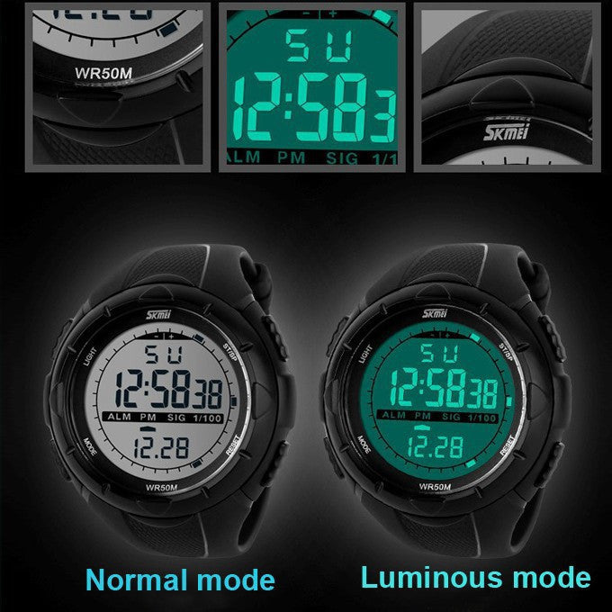 2016 New Skmei Brand Men LED Digital Military Watch, 50M Dive Swim Dress Sports Watches Fashion Outdoor Wristwatches