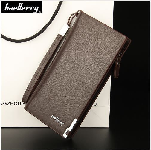 2016 Baellerry Business Men's Wallets Solid PU Leather Long Wallet Portable Cash Purses Casual Standard Wallets Male Clutch Bag