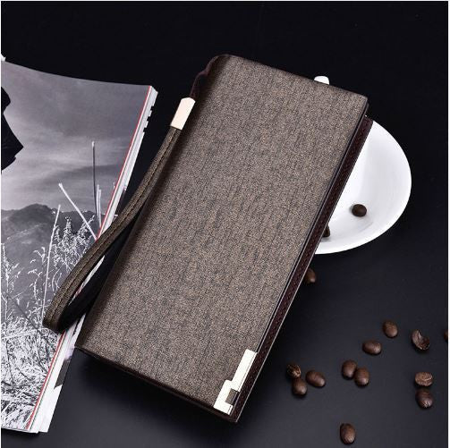 2016 Baellerry Business Men's Wallets Solid PU Leather Long Wallet Portable Cash Purses Casual Standard Wallets Male Clutch Bag