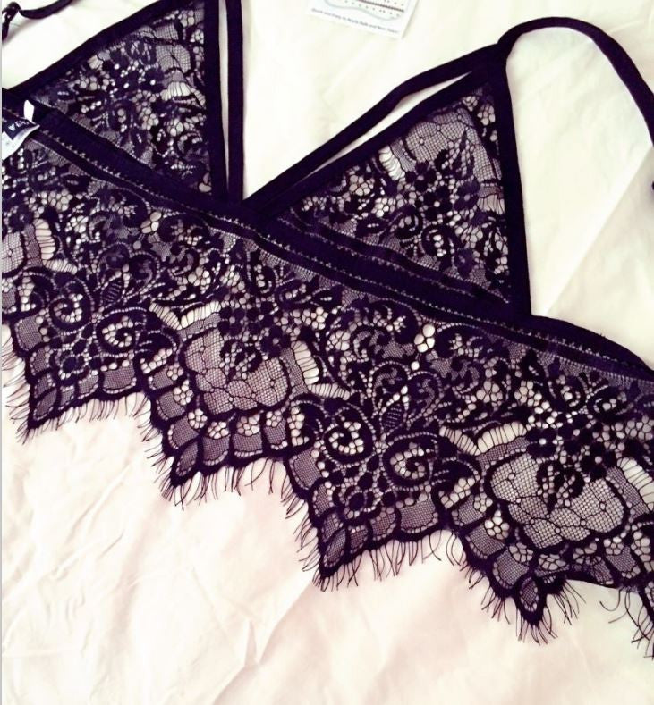 Brandy Melville strap ladies camisole black white lace bralette sexy tank top women crop top