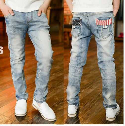 2016 Spring Autumn new jeans for boys Kids Rushed Light-colored fashion Children jean Trousers B135