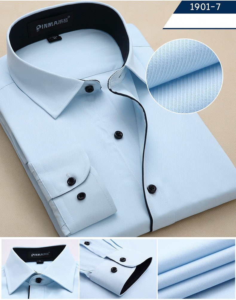 2016 New Design Fashion Collar Business Mens Dress Shirts Long Sleeve Formal Men Casual Shirts Office Clothing Plus Size XXL