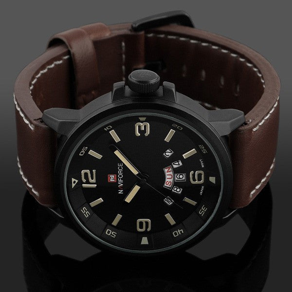 2016 New Brand Fashion Men Sports Watches Men's Quartz Hour Date Clock Man Leather Strap Military Army Waterproof Wrist watch