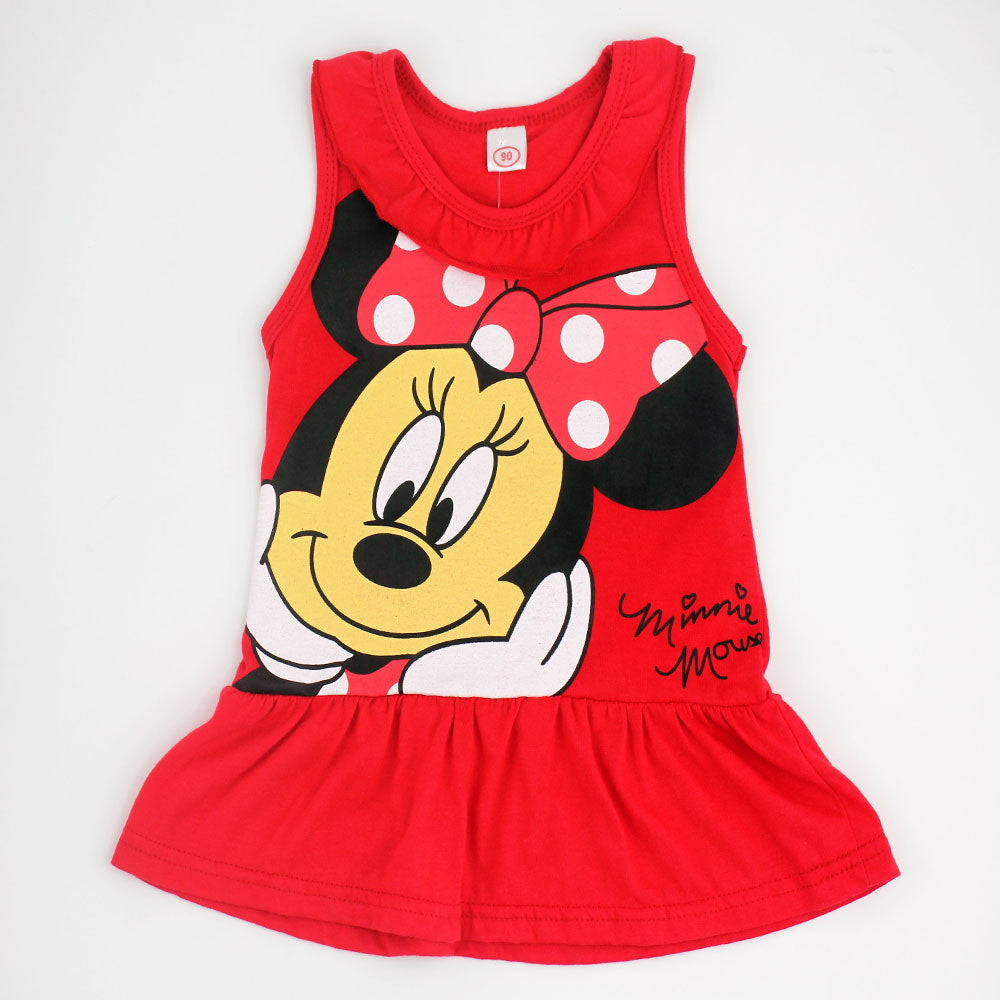 2015 Spring Summer Minnie Children Cute Princess Dresses Baby Girl Dress Fashion Cartoon Clothing 2 Colors Pink Red