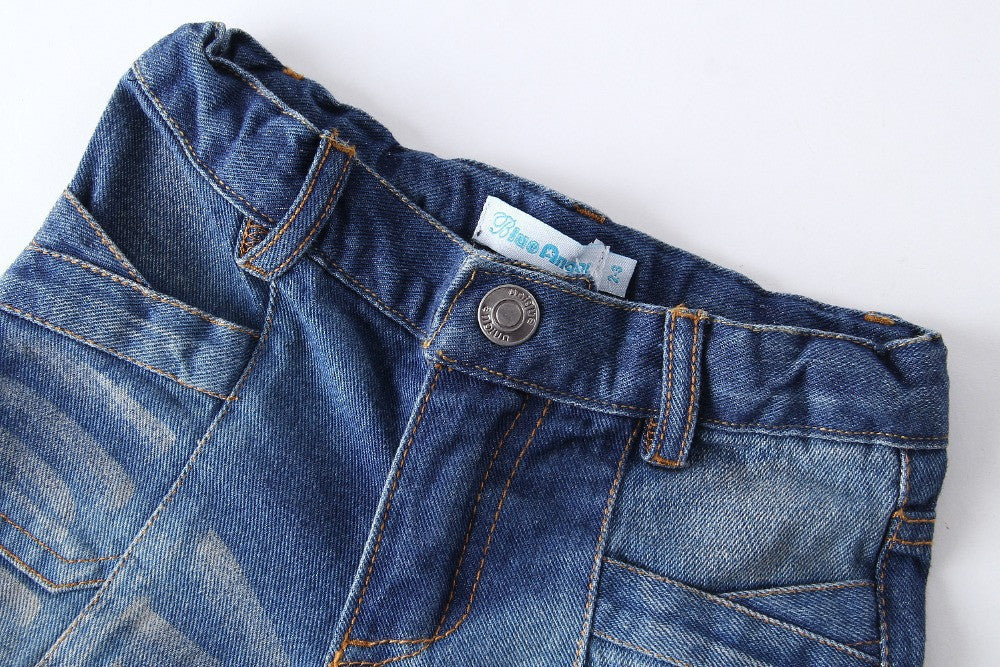2016 New fashion girls jeans pants embroidery flowers casual kids blue Jeans baby girl denim clothing for children trousers