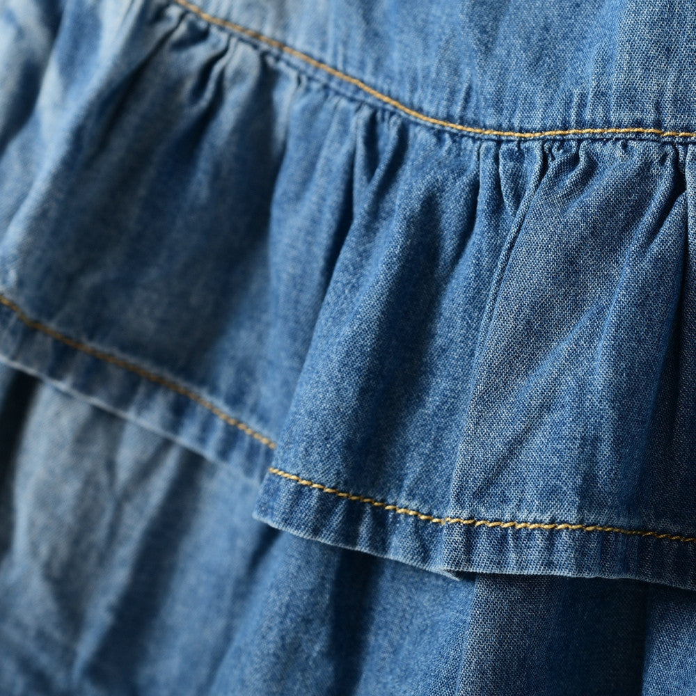 2016 new summer style girl denim tutu mini skirts children layered jeans kids clothes pettiskirt 8 10 12 14 16T years old