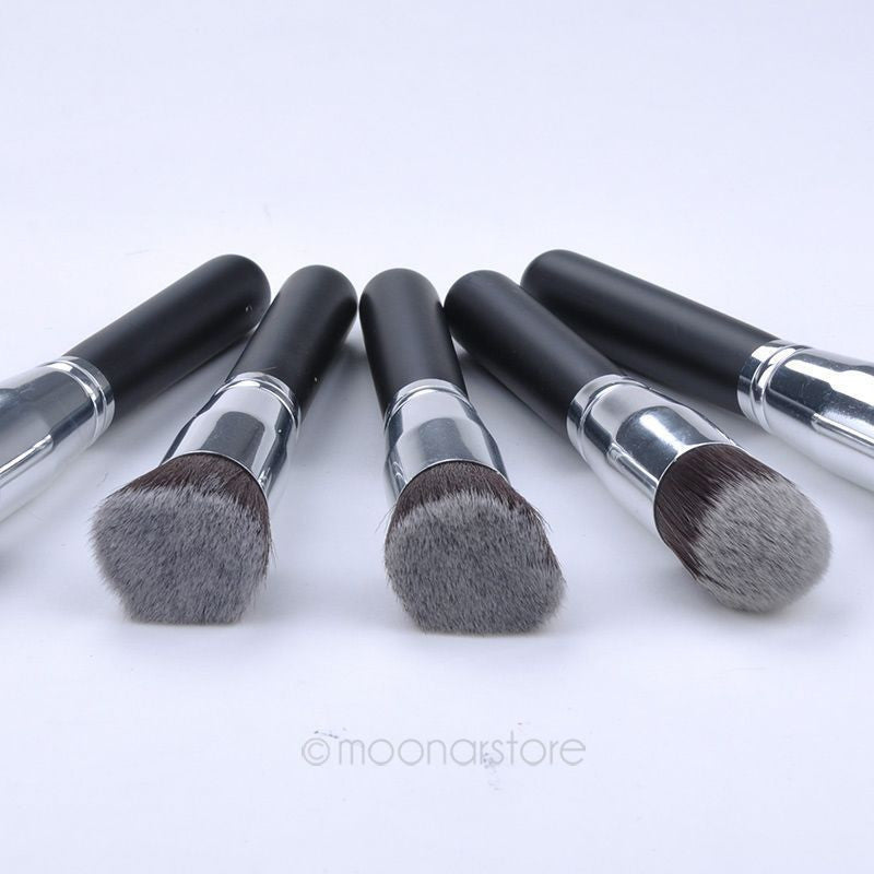 10pcs Silver Synthetic Kabuki Makeup Brush Set Cosmetics Foundation Blending Blush Makeup Tool