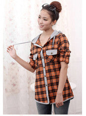 2016 Spring Autumn Fashion Long Sleeved Casual Hoodies Slim OL Plaid Blouses Shirts For Women Sports Suit Sweatshirts