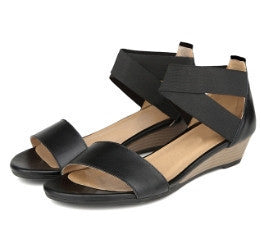2016 Plus Size 34-42 Women Sandals Genuine Leather Fashion Solid Summer Sweet Flats Sandals Casual Woman Shoes Black Beige SS036
