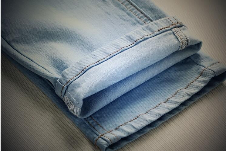 2016 Men's Straight Elastic Waist Skinny Jeans Mid Waist Men's Slim Fit Jean Homme Casual Pants 28-38 Size