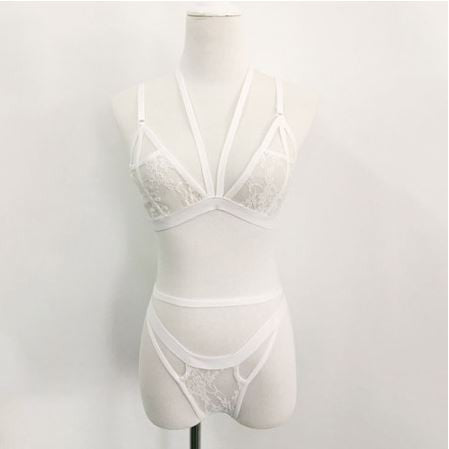 New Brandy Melville Summer Lace Crop Top Halter Mesh See Through Bra Set