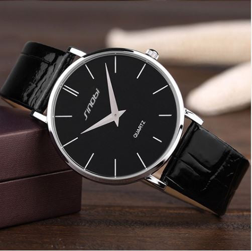 Super slim Quartz Casual Wristwatch Business JAPAN SINOBI Brand Genuine Leather Analog Quartz Watch Men's 2016 relojes hombre