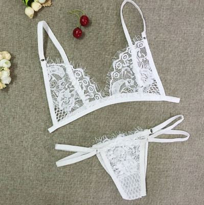 New Brandy Melville Summer Lace Crop Top Halter Mesh See Through Bra Set