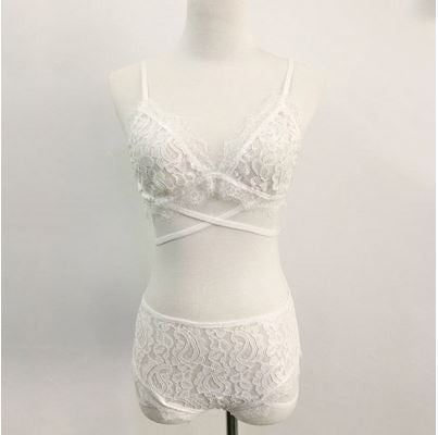 New Brandy Melville Summer Lace Crop Top Halter Mesh See Through Bra Set