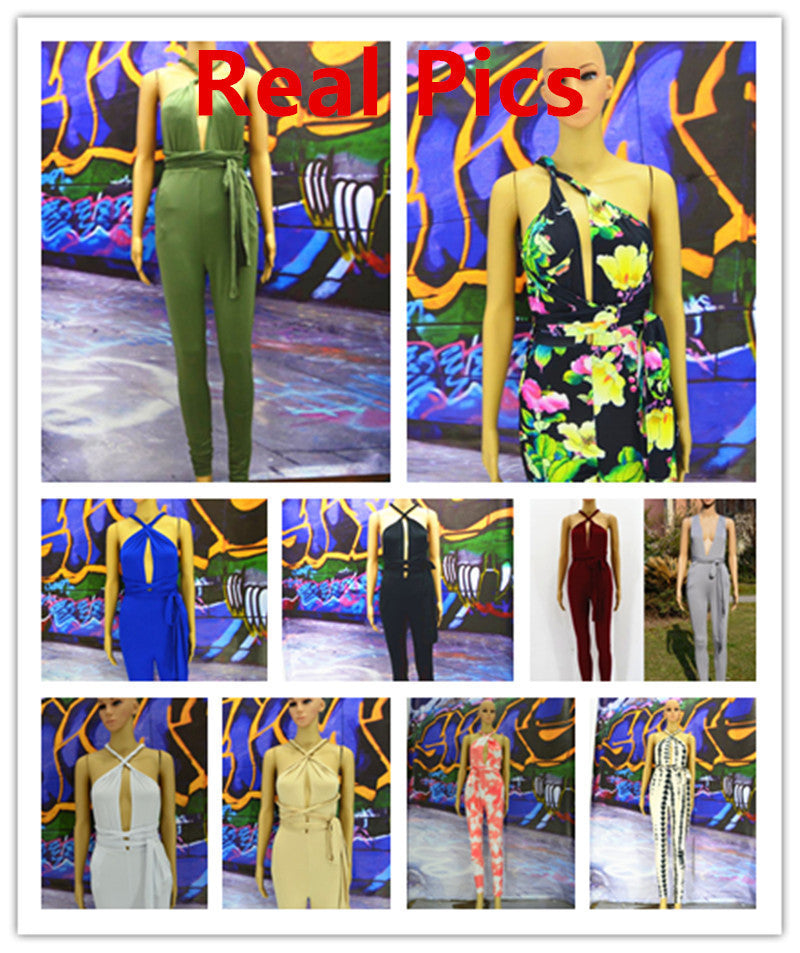 Women New Fashion Pocket Rompers and Jumpsuit Womens Sexy Sleeveless Playsuit Bodysuits Elegant Bandage Jumpsuits