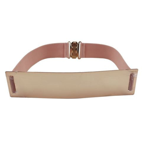 Elastic Mirror Golden Metal Waist Belt Wide Band For Women