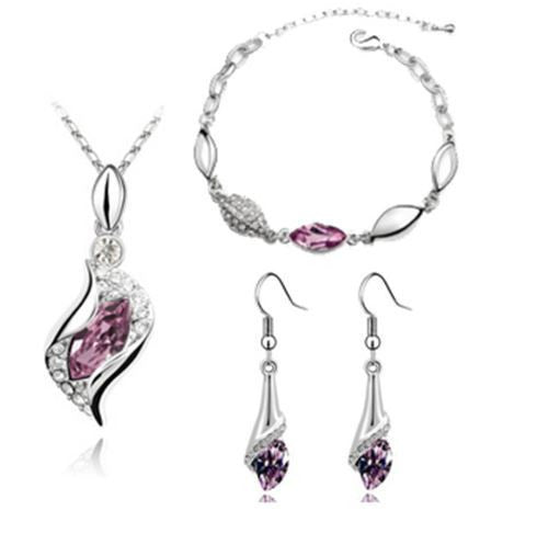 Elegant luxury design new fashion 18k Rose Gold plated colorful Austrian crystal drop jewelry sets women