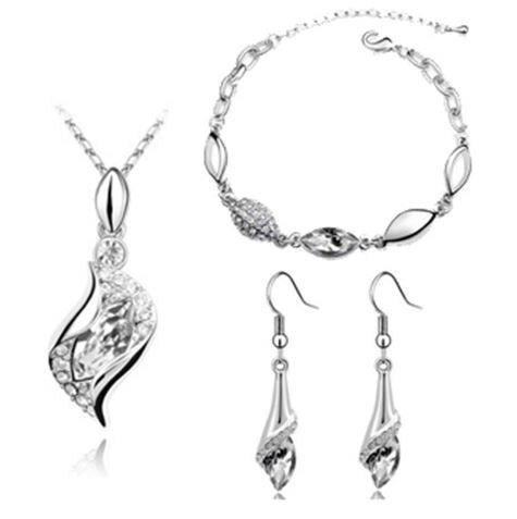 Elegant luxury design new fashion 18k Rose Gold plated colorful Austrian crystal drop jewelry sets women