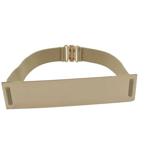 Elastic Mirror Golden Metal Waist Belt Wide Band For Women