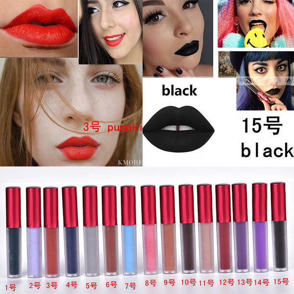 15 color New makeup Velvetine woman Matte lipstick Waterproof velvet liquid lip stick Nude cashmere lipgloss