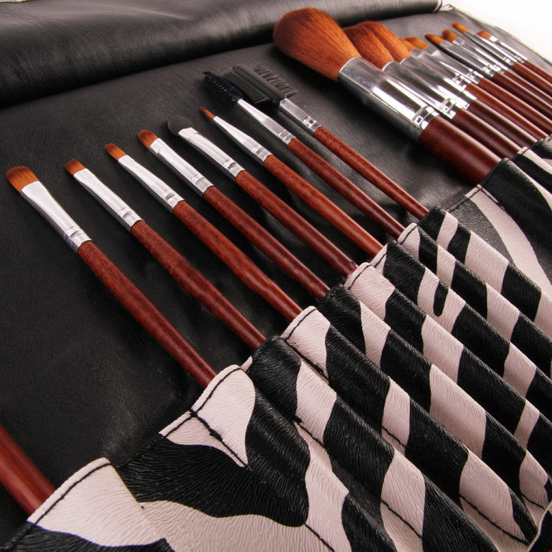 18 PCs Makeup Set with zebra leather pouch.