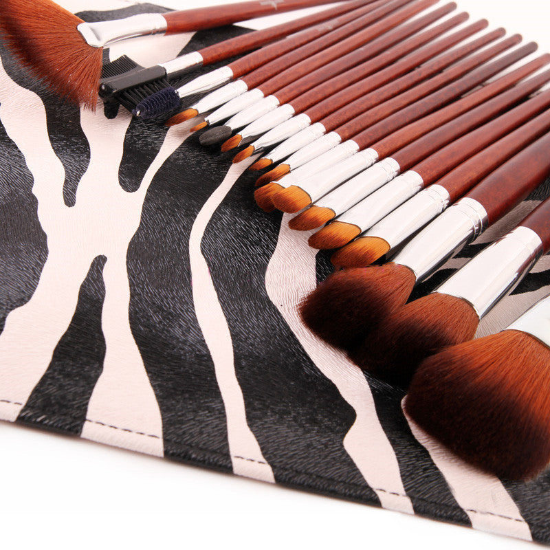 18 PCs Makeup Set with zebra leather pouch.