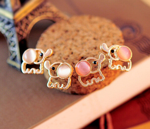 Fashion Lovely Cute Baby Elephant Opal stud earrings women