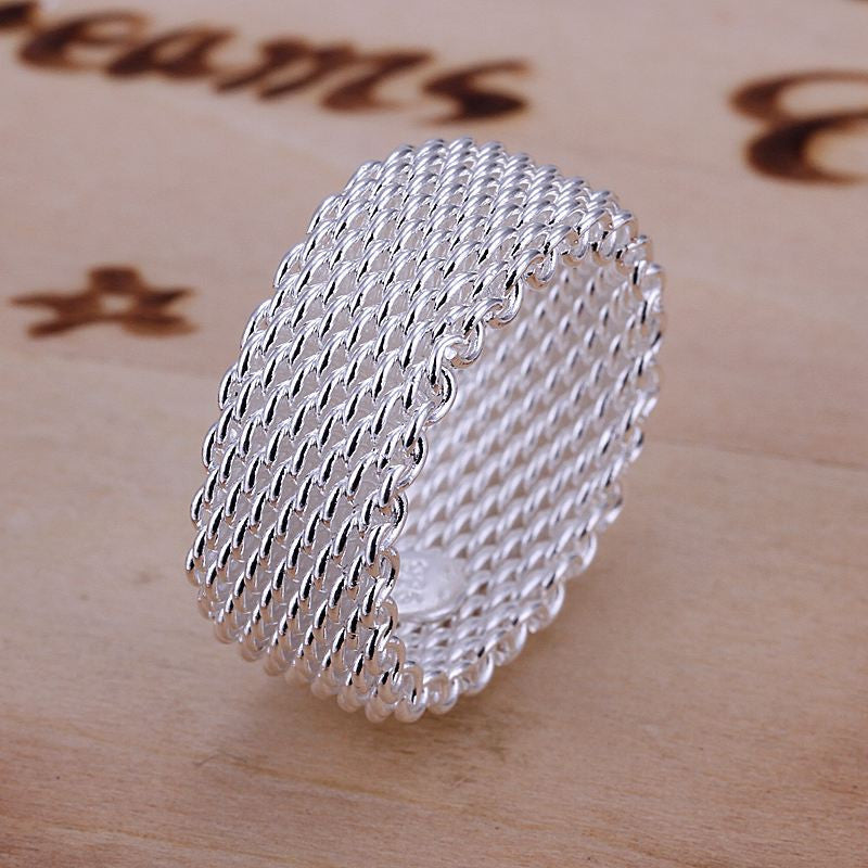 Fashion Net Ring Women&Men Gift Silver Jewelry