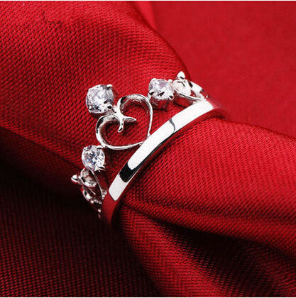 One Piece Crown Rings for Women Simulated Diamond Jewelry