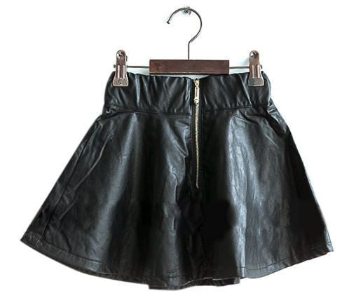 Baby Kids Girls PU Faux Leather Elastic Skirts Tutu Skirt Autumn Short Skirt