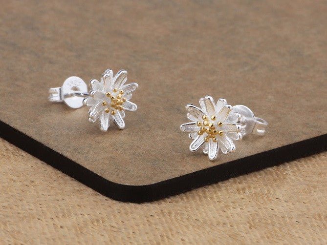 Flower White Gold Plated Jewelry Set Brinco Necklace with earrings for women
