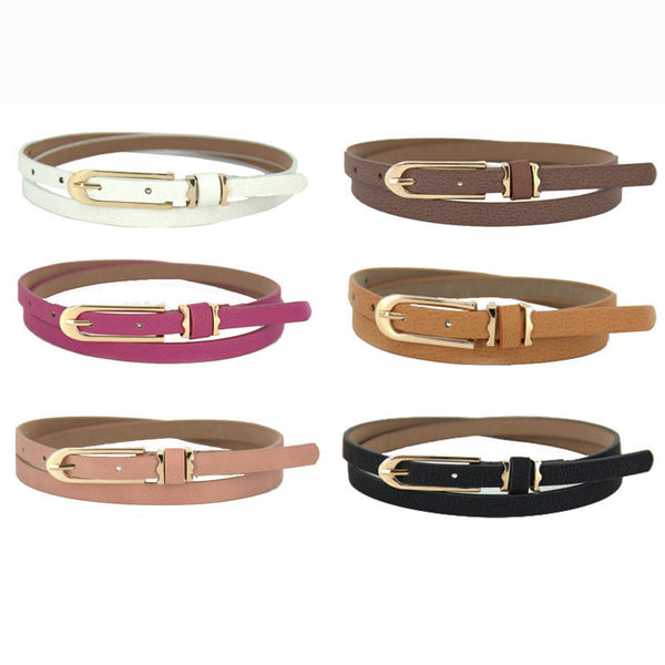Candy Color PU Leather Thin Skinny Cummerbund Waist Belt Alloy Buckle Wholesale