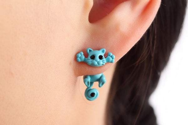New Multiple Color Classic Fashion Kitten Animal brincos Jewelry Cute Cat Stud Earrings