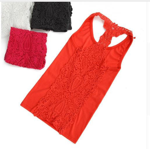 6/ Colors New Summer Women Sexy Shirt Hollow-out Vests Camisole Pierced Lace Cami Crochet Tank Tops