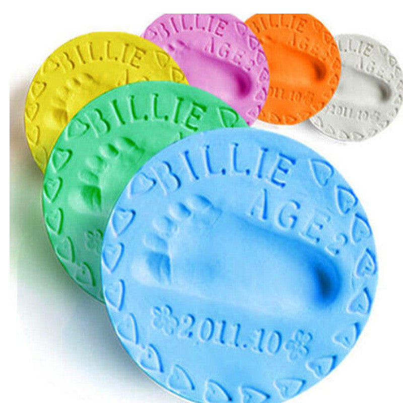 6 Colors baby care Air Drying Soft Clay Baby Handprint Footprint Imprint Kit