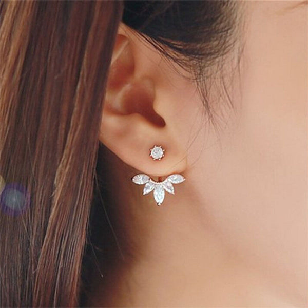 Gold and Silver Plated Leave Crystal Stud Earrings Earrings for Women