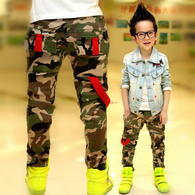 New Autumn Teens Jeans For Boy Camouflage Baby Boys Jeans Pants Designer Kids Jean Children's Elastic Waist Denim Long Pant