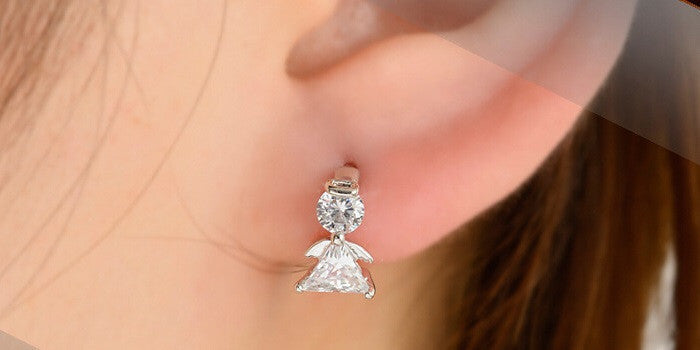 Angle Stud Earring Women Earings Fashion Sterling Silver Crystal Earrings