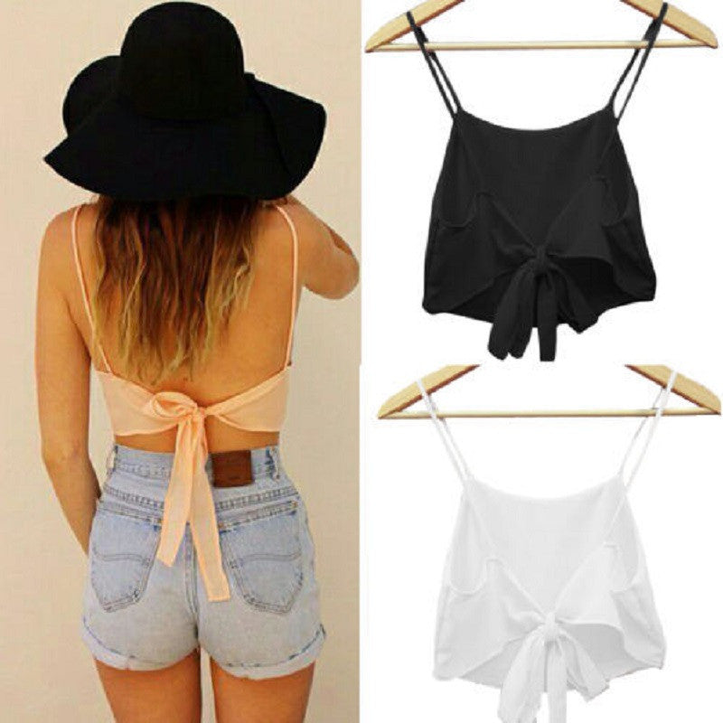 Brandy Melville Women Sexy Sleeveless Crop Top Sling Shirt Camisole Vest Summer Tanks Camis Chiffon
