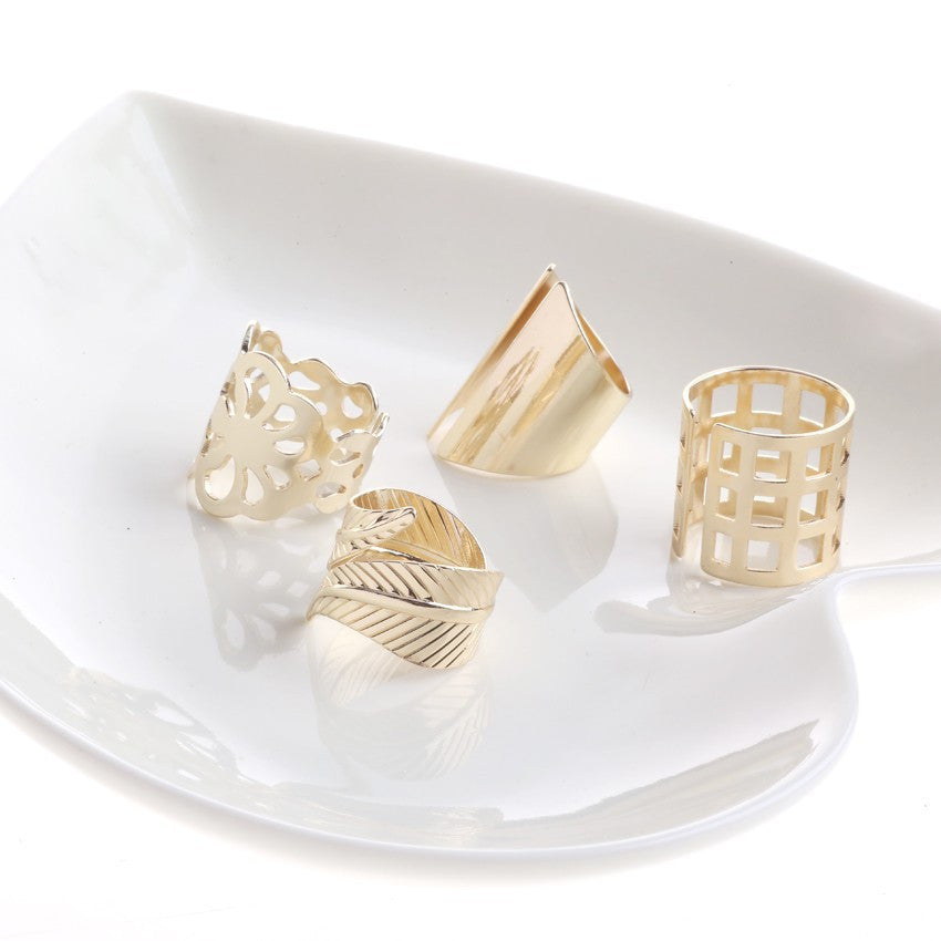 High Quality! Hollow out leaves, flower Mid Finger Knuckle Ring Set free shipping