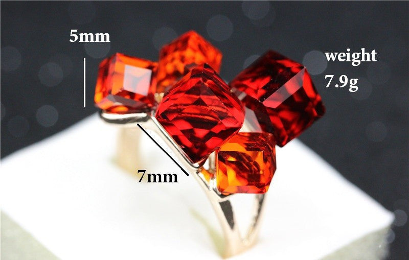 Rose Gold Finger Topaz Jewelry Woman's Engagement Crystal Square Ring