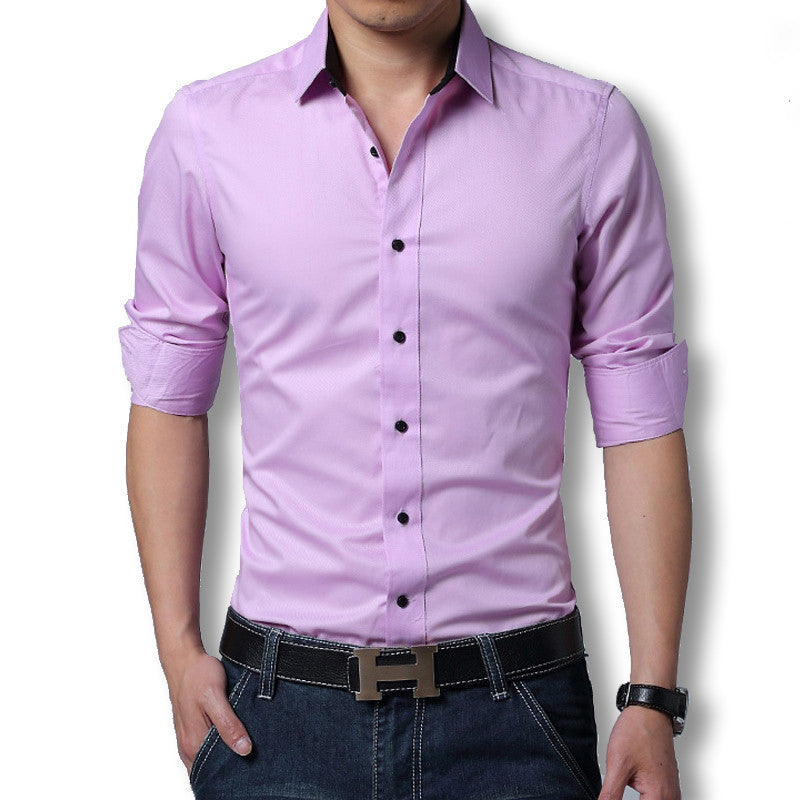 2016 Men Dress Shirt Elegant Comfort Long Sleeve Men Shirt Cotton Solid Slim Fit Business Casual Shirt Men Shirt Plus Size M-3XL