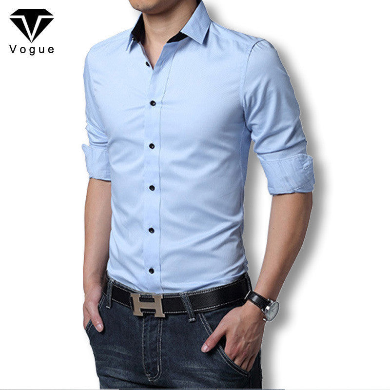 2016 Men Dress Shirt Elegant Comfort Long Sleeve Men Shirt Cotton Solid Slim Fit Business Casual Shirt Men Shirt Plus Size M-3XL