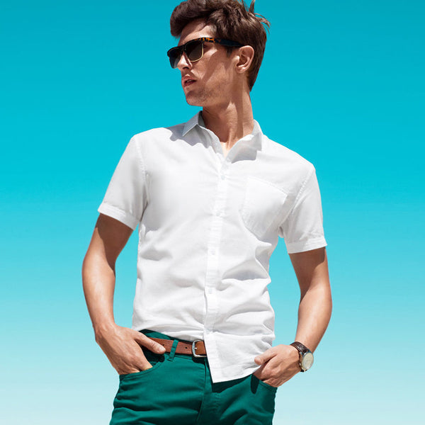2016 Summer Men's Short Sleeve Shirt Stripe Slim Comfortable Youth Leisure and Business Office Non-Iron Casual Slim Fit clothing