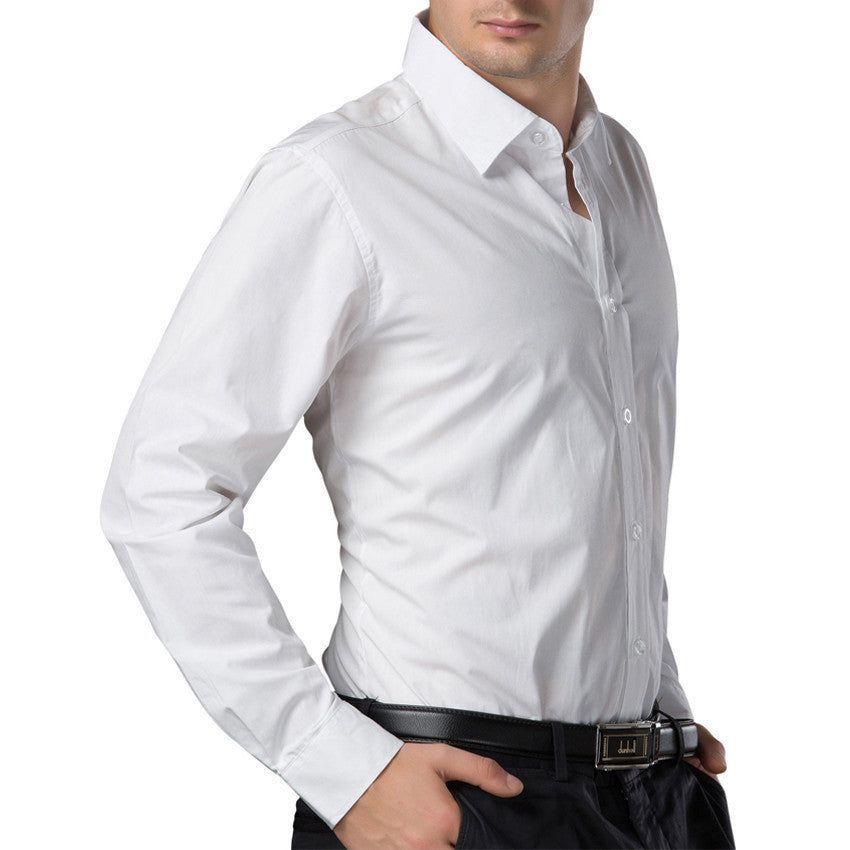 British Style long sleeve Male Slim Casual Shirts Mens Business Shirt Men Pure Shirt wedding