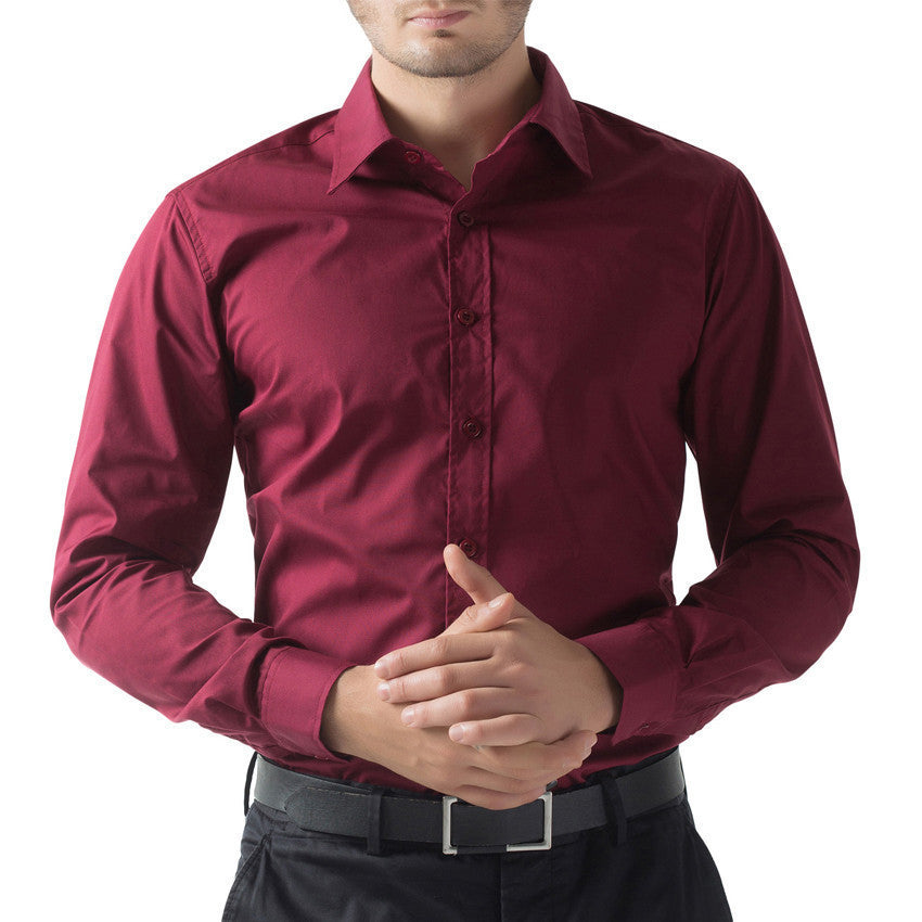 British Style long sleeve Male Slim Casual Shirts Mens Business Shirt Men Pure Shirt wedding