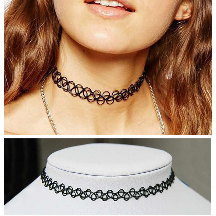 2016 collares Vintage Stretch Tattoo Choker Necklace Retro Gothic Elastic collier femme maxi Necklaces for women girl(free shipping)