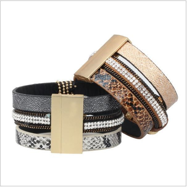 Crystal Leather Bracelet Men/Women