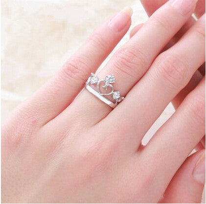 One Piece Crown Rings for Women Simulated Diamond Jewelry